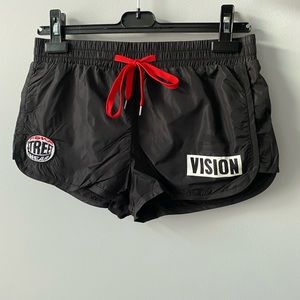 Black Shorts with Graphic Patches